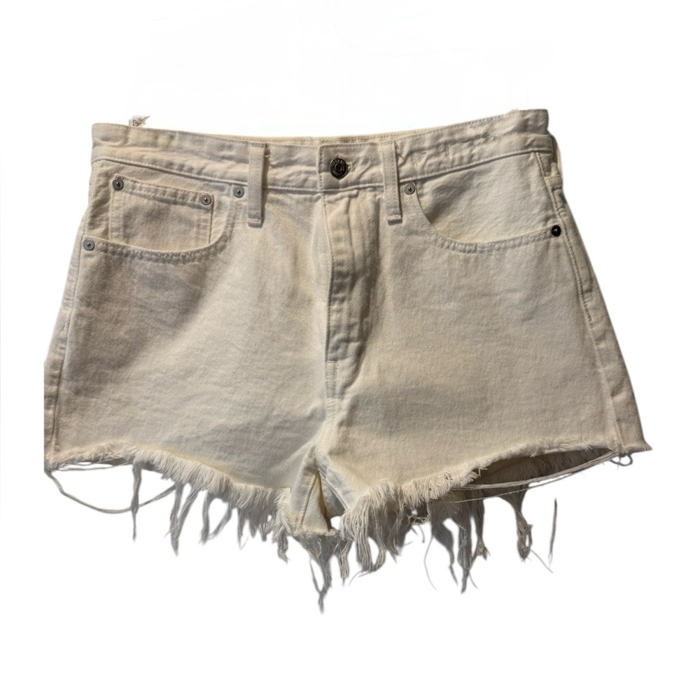 MadeWell Women's White Cream Denim Shorts